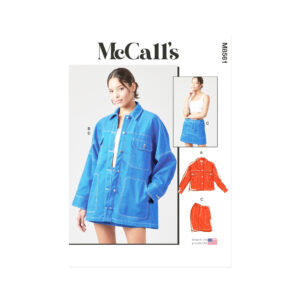 „McCall’s Schnittmuster M8561 – Minirock und Oversize Jeansjacke für Damen, trendiges Nähprojekt für individuelle Outfits“