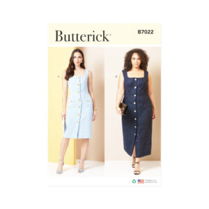 Schnittmuster Butterick, sommerliches Trägerkleid durchgehend geknöpft.