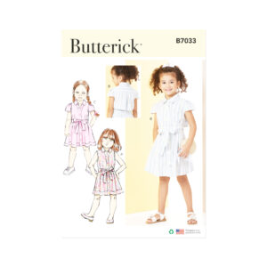 Butterick Schnittmuster B7033 – Mädchenkleid mit Bindegürtel, genähtes Modell