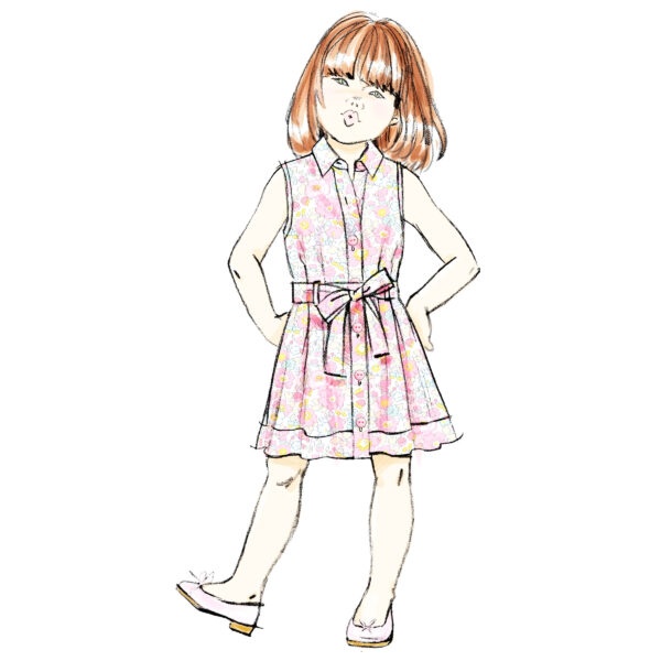 Butterick Schnittmuster - B7033 - Mädchenkleid mit Bindegürtel – Bild 3