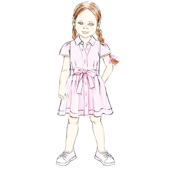 Butterick Schnittmuster - B7033 - Mädchenkleid mit Bindegürtel – Bild 4