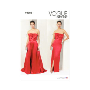 Vogue Schnittmuster - V2088 - schulterfreies Abendkleid mit langem Gehschlitz