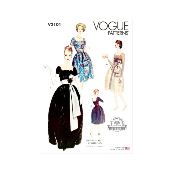 Vogue Schnittmuster V2101 – Vintage-inspiriertes Ballkleid für große Auftritte