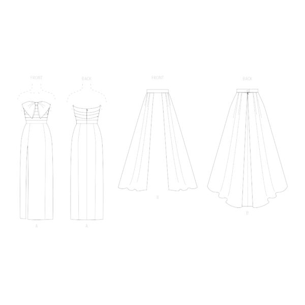 Vogue Schnittmuster - V2088 - schulterfreies Abendkleid mit langem Gehschlitz – Bild 6