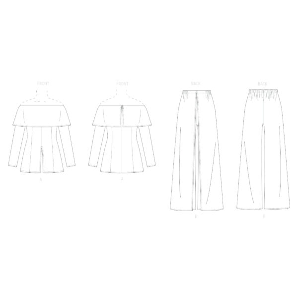 Vogue Schnittmuster - V2098 - elegante Damenkombination aus Hose und Bluse – Bild 6