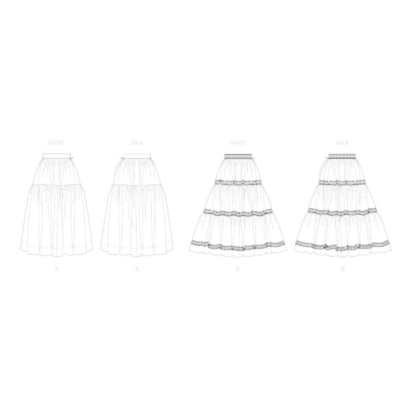 Butterick Schnittmuster - B7025 - weit schwingender Stufenrock – Bild 5