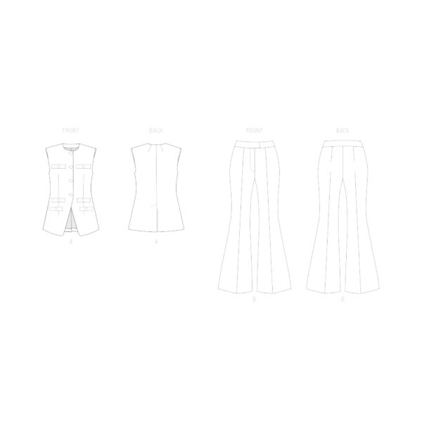 Butterick Schnittmuster - B7027 - Weste und Schlaghose für Damen – Bild 6