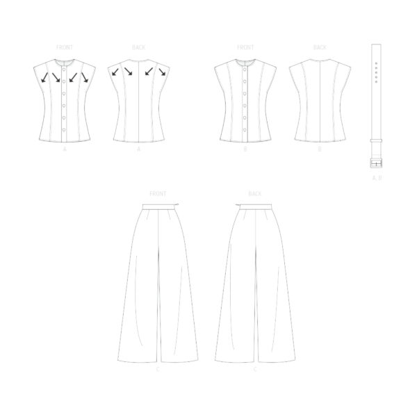Butterick Schnittmuster - B7028 - Damenhose und ärmellose Bluse – Bild 8