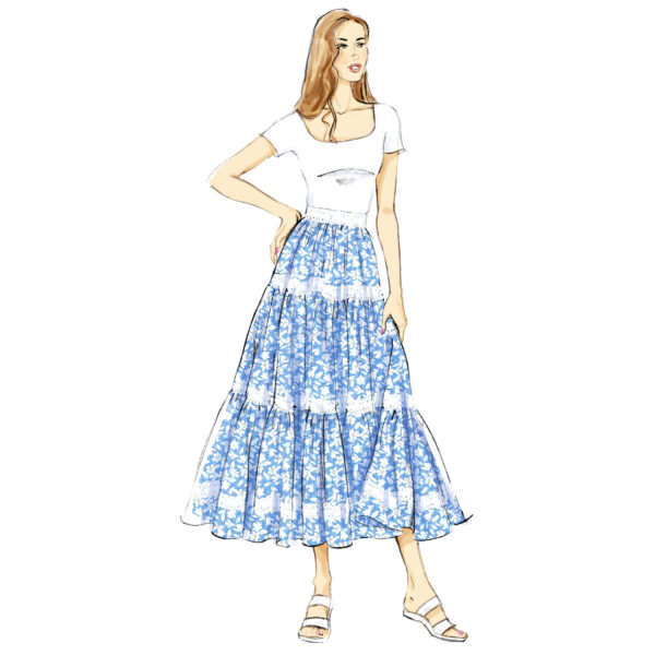 Butterick Schnittmuster - B7025 - weit schwingender Stufenrock – Bild 3
