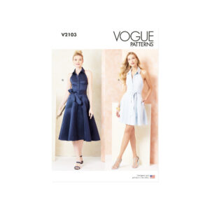 Vogue Schnittmuster – V2103 – Rückenfreies Sommerkleid mit Kragen nähen