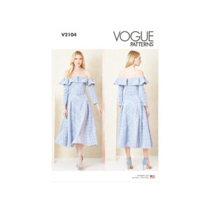 Vogue Schnittmuster V2104 – Schulterfreies Kleid mit Volant | Sommer-Look nähen