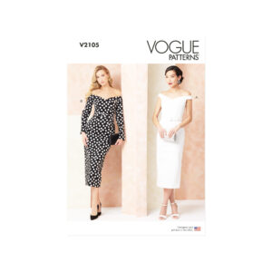 Vogue Schnittmuster – V2105 – Schulterfreies Etuikleid mit Gürtel
