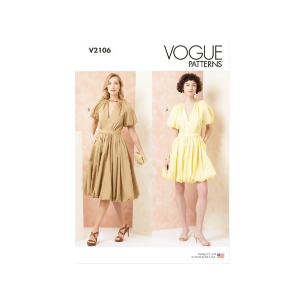 Vogue Schnittmuster V2106 – Vintage-Kleid mit Ballonrock | Retro-Look nähen