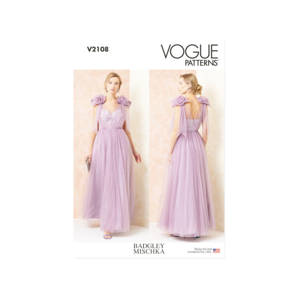 Vogue Schnittmuster V2108 – Ausgefallenes, langes Abendkleid | Festmode nähen