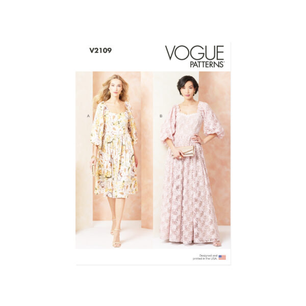 Vogue Schnittmuster V2109 – Elegantes Kleid mit Karreeausschnitt