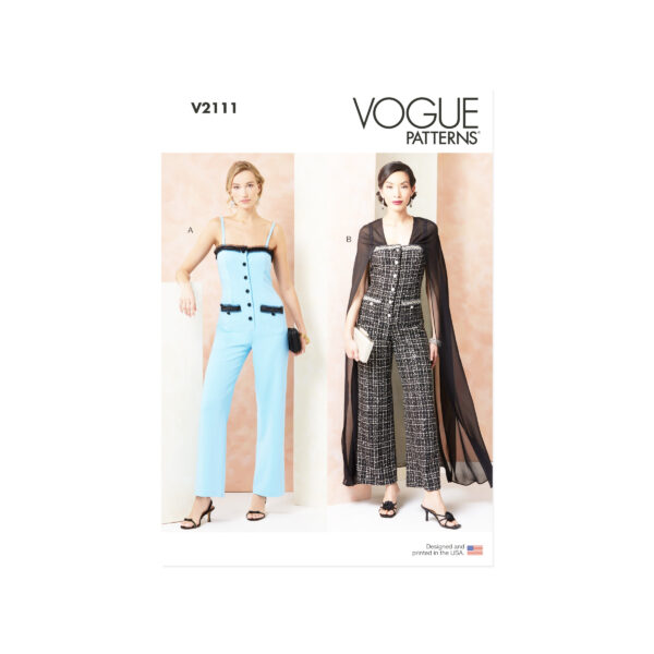 Vogue Schnittmuster V2111 – Moderner Trägeroverall mit Umhang