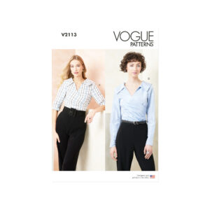 Vogue Schnittmuster V2113 – Extravagante Wickelbluse mit großem Kragen nähen