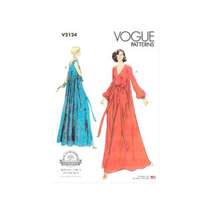 Vogue Schnittmuster V2124: Elegantes Kleid mit Schleppe aus den 70er Jahren nähen