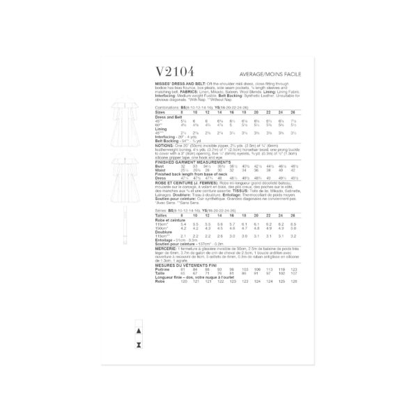 Vogue Schnittmuster - V2104 - schulterfreies Kleid mit Volant – Bild 6