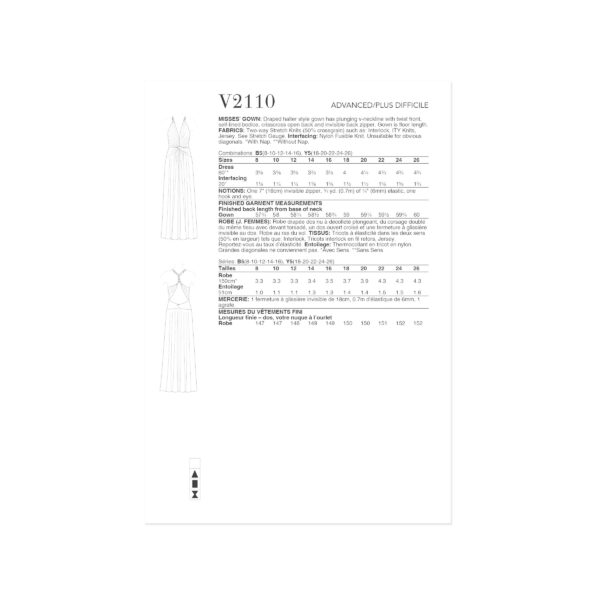 Vogue Schnittmuster - V2110 - extravagantes, langes Abendkleid – Bild 5