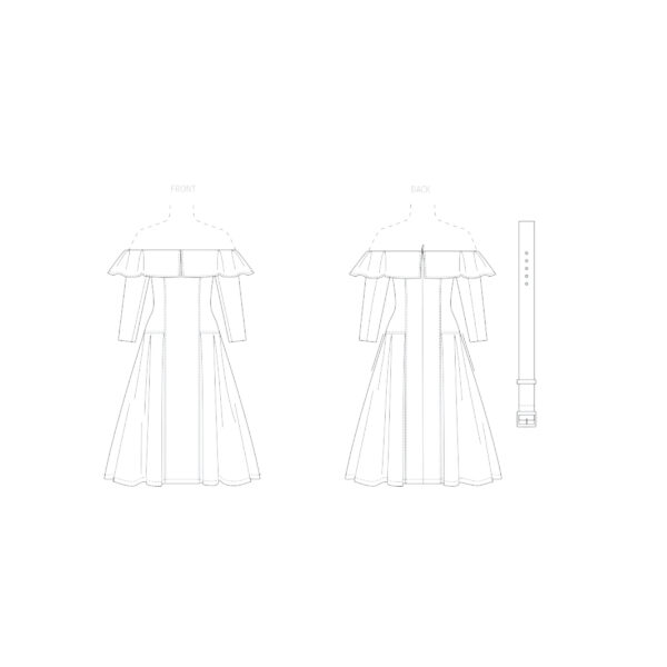 Vogue Schnittmuster - V2104 - schulterfreies Kleid mit Volant – Bild 5