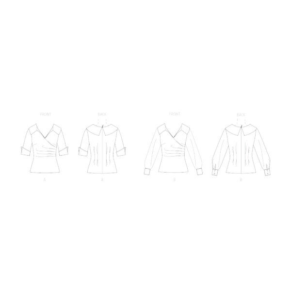 Vogue Schnittmuster - V2113 - extravagante Wickelbluse mit großem Kragen – Bild 8