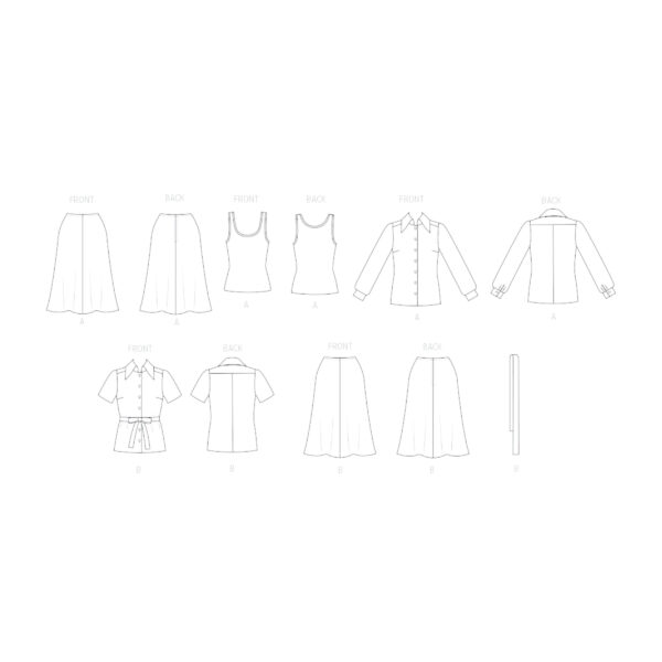 Vogue Schnittmuster - V2122 - Top, Rock und Bluse als Kombination – Bild 5