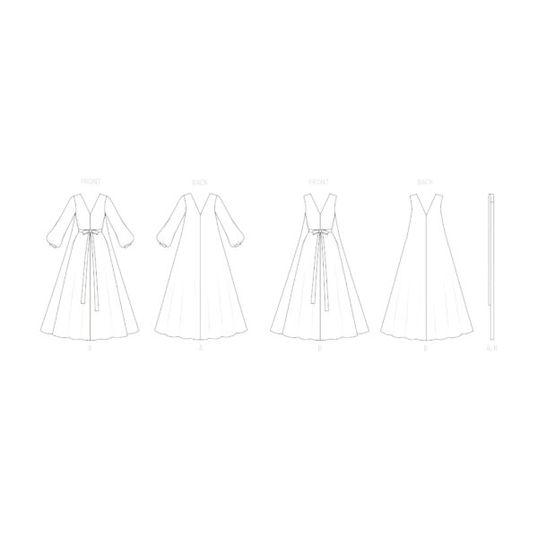 Vogue Schnittmuster - V2124 - Kleid mit Schleppe aus den 70 er Jahren – Bild 4