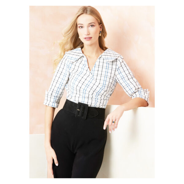 Vogue Schnittmuster - V2113 - extravagante Wickelbluse mit großem Kragen – Bild 2