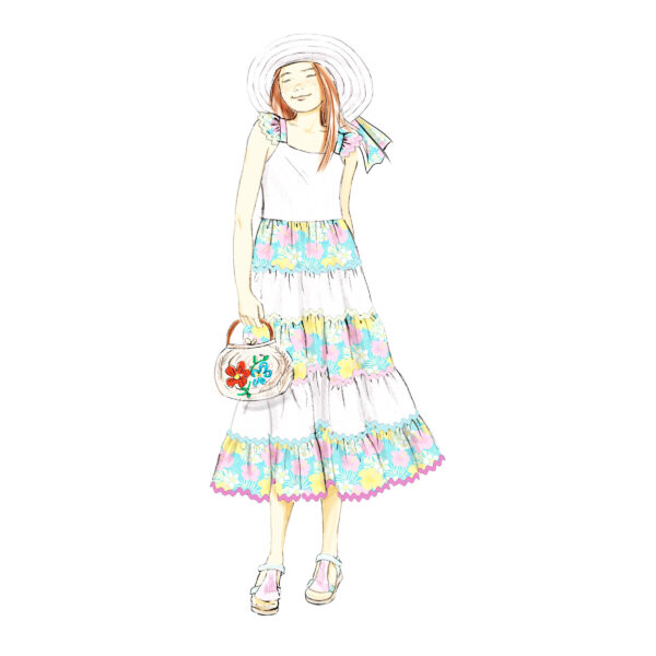 Butterick Schnittmuster - B7051 - romantisches Sommerkleid für Mädchen – Bild 4