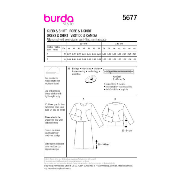 Burda Schnittmuster - Shirt - schlichtes Kleid - Nr.5677 – Bild 9