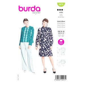 Burda Style Schnittmuster Nr. 5678 - Kleid oder Bluse mit verdeckter Knopfleiste