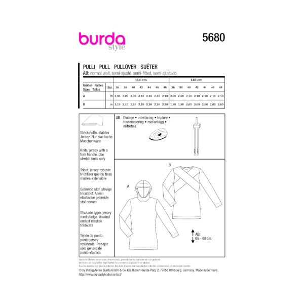 Burda Style Schnittmuster Nr. 5680 - Kapuzenshirt Damen – Bild 9