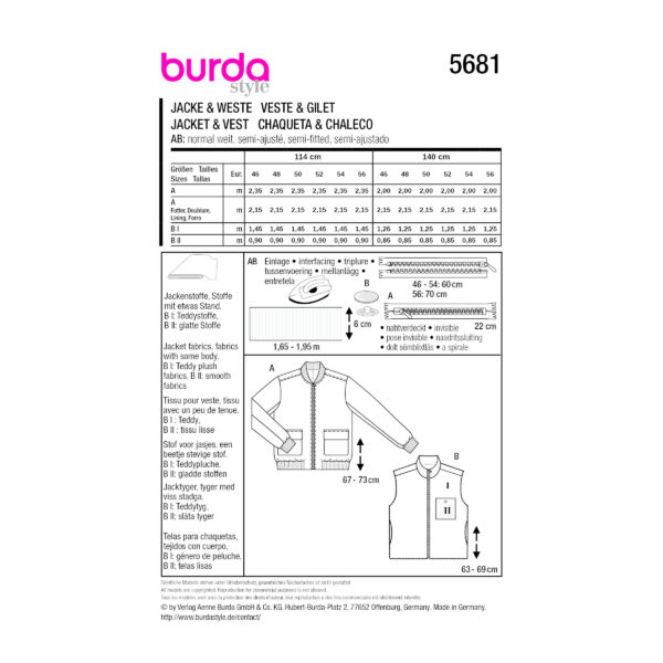 Burda Style Schnittmuster - Herrenjacke - Blouson - Weste - Nr. 5681 – Bild 9
