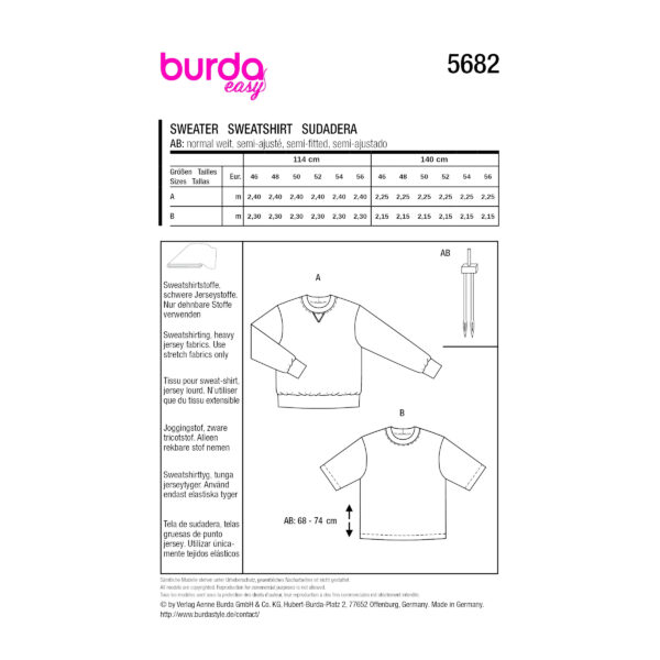 Burda Style Schnittmuster - Herrenpullover - Sweatshirt - Nr. 5682 – Bild 9