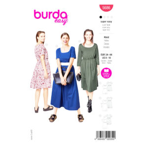 Burda Style Schnittmuster Nr. 5686 - Kleid - schlichtes Kleid mit geriehener Taille