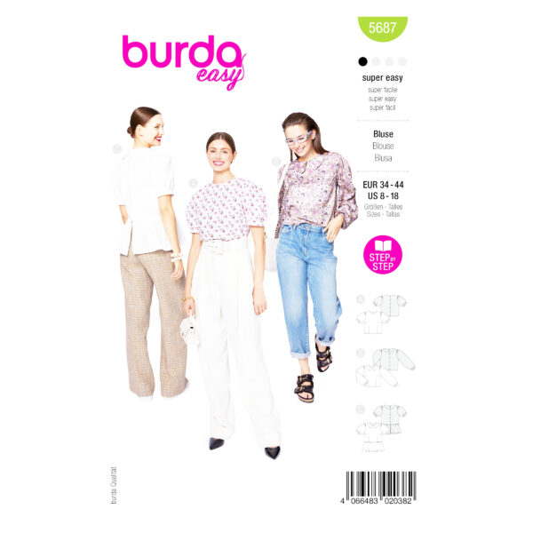 Burda Style Schnittmuster Nr. 5687 - romantisches Blusenshirt