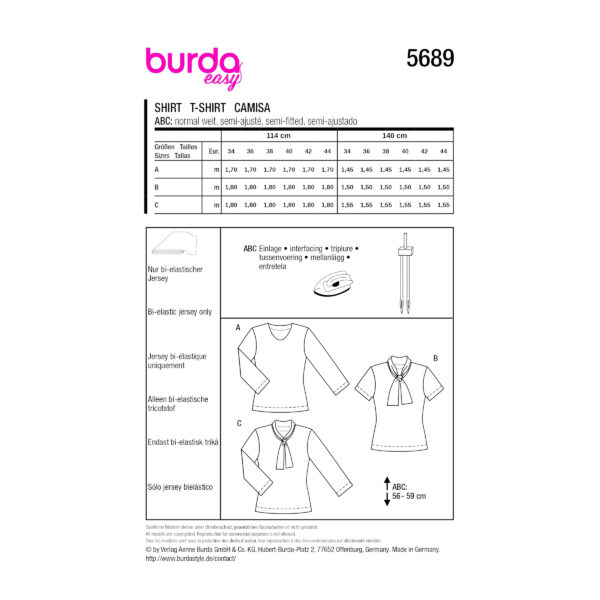 Burda Style Schnittmuster Nr. 5689 -Damenshirt mit Schleife – Bild 8