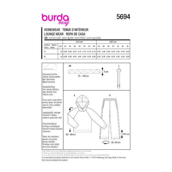 Burda Style Schnittmuster Nr. 5694 - Freizeitanzug - lässige Freizeitkombi – Bild 10