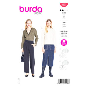 Burda Style Schnittmuster Nr. 5697 - schlichte kurze Bluse ohne Kragen