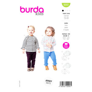 Burda Kids Schnittmuster Nr. 9203 – leichte Jerseyjacke für Kleinkinder