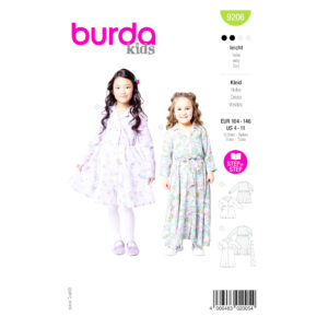 Burda Kids Schnittmuster Nr. 9206 – durchgehend geknöpftes Kleid für Kinder