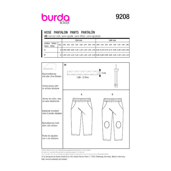 Burda Kids Schnittmuster Nr. 9208 - legere Legging, Freizeithose - Kids – Bild 7