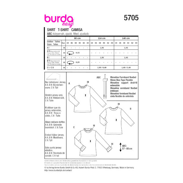 Burda Style Schnittmuster Nr. 5705 - schlichtes Basic-Shirt für Damen – Bild 8