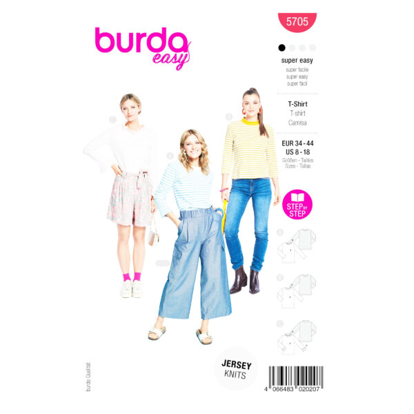 Burda Style Schnittmuster Nr. 5705 - schlichtes Basic-Shirt für Damen