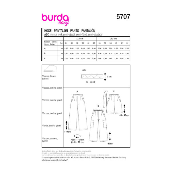 Burda Style Schnittmuster Nr. 5707 - lässig weite Damenhose mit Schlupfbund – Bild 12