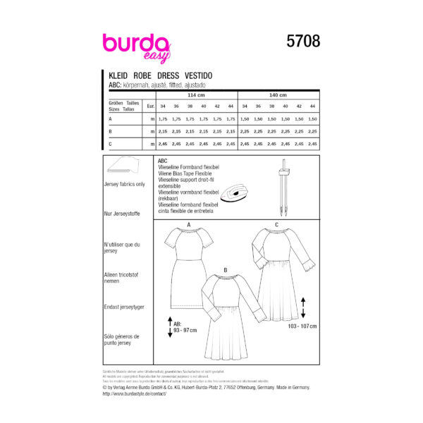 Burda Easy Schnittmuster Nr. 5708 - schlichtes Kleid mit 2 Rockvarianten – Bild 12