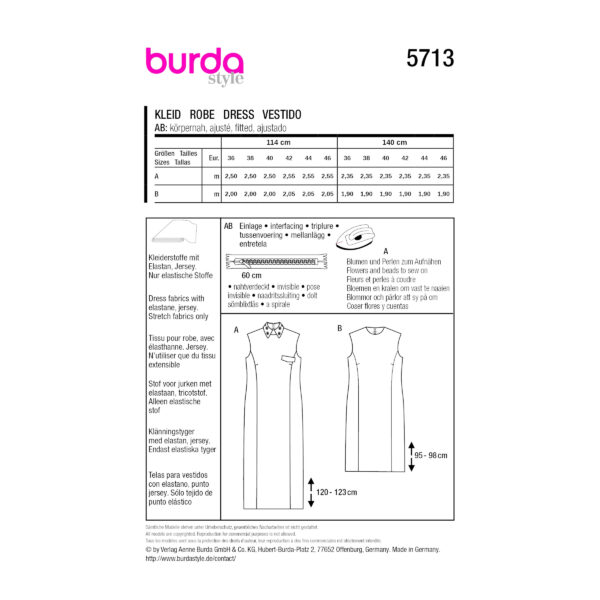 Burda Easy Schnittmuster Nr. 5713 - schlichtes ärmelloses Kleid – Bild 9