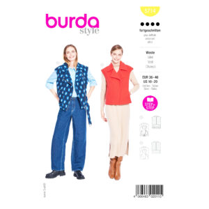 Burda Style Schnittmuster 5714 – Damenweste mit Reverskragen und diagonalem Verschluss