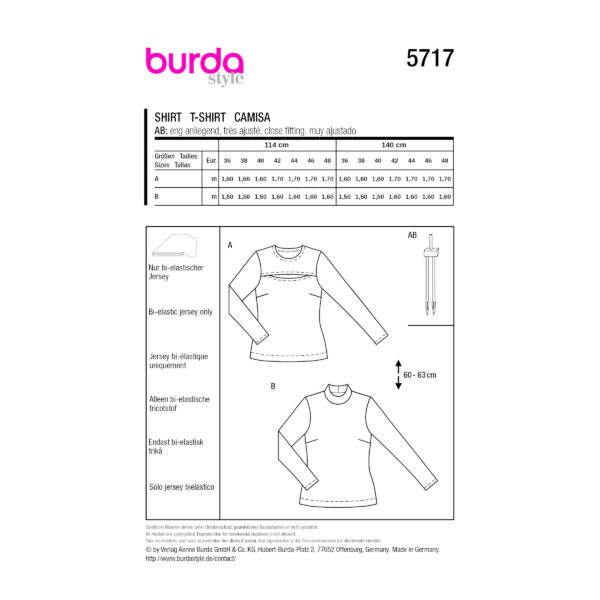 Burda Easy Schnittmuster Nr. 5717 - leichtes Damenshirt - Basic – Bild 9
